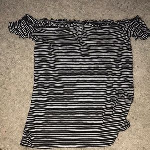 Black and white off the shoulder shirt